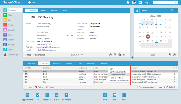 configure your columns